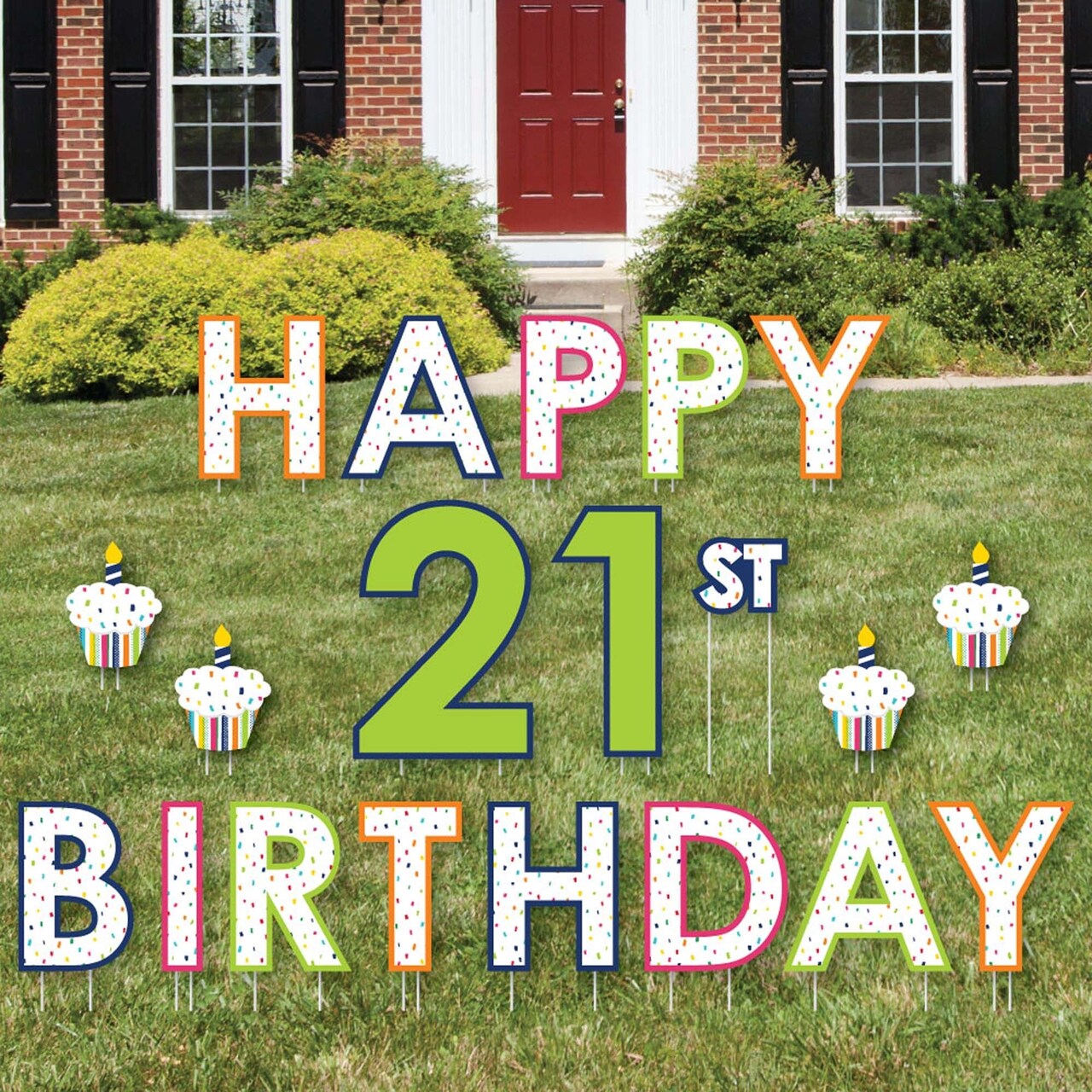 Big Dot of Happiness 21st Birthday - Cheerful Happy Birthday - Yard Sign Outdoor Lawn Decor - Twenty-First Birthday Yard Signs - Happy 21st Birthday